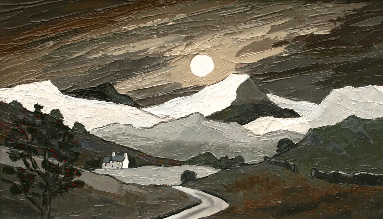 David Barnes - snowdonia by moonlight from the moors